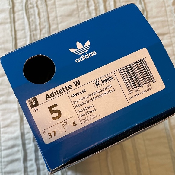 Adidas Original Adilette Slides. Size 5 womens. Mint and gray/brown. - Picture 2 of 3